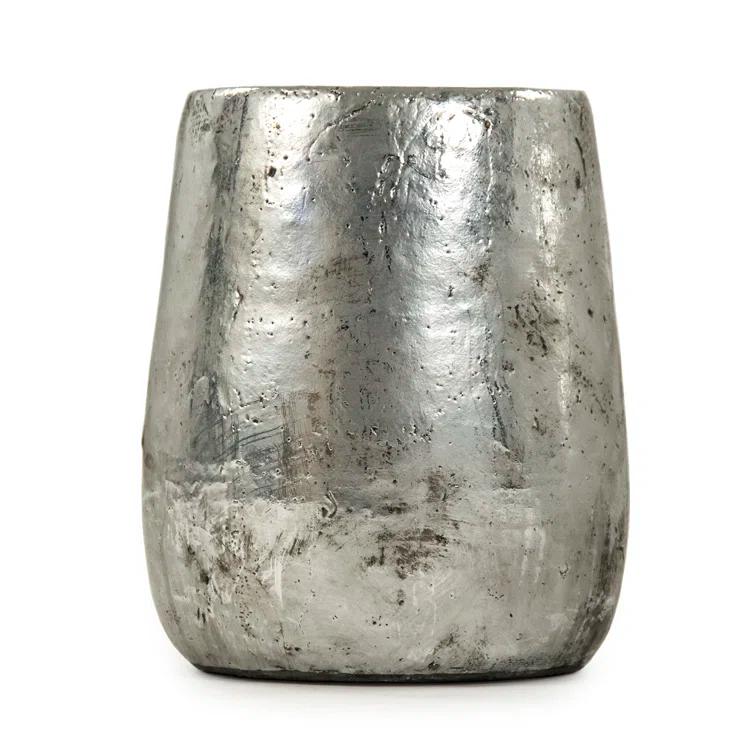 Zentique Stoneware Vase with Distressed Metallic