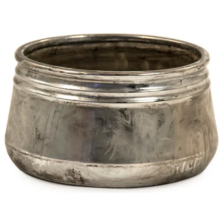 Zentique  Distressed Metallic Can-Shaped Vase - Small