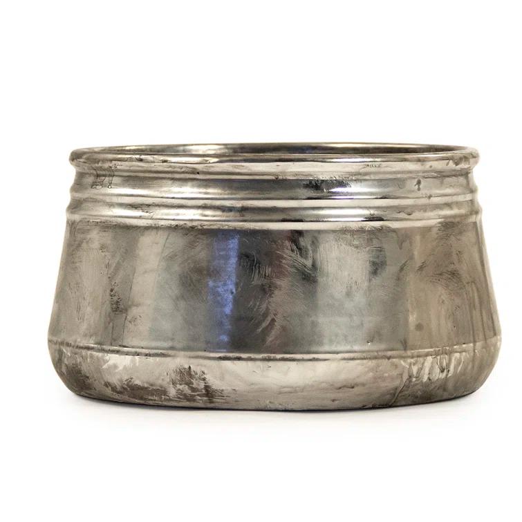 Zentique  Distressed Metallic Can-Shaped Vase - Small