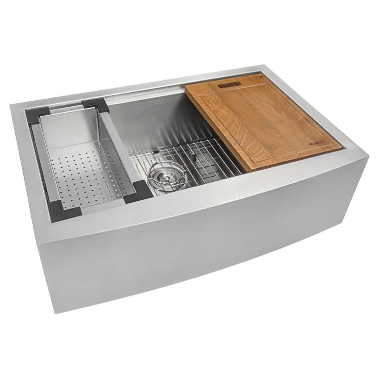 Ruvati 36-inch Apron-front Workstation Farmhouse Kitchen Sink 16 Gauge Stainless Steel Single Bowl