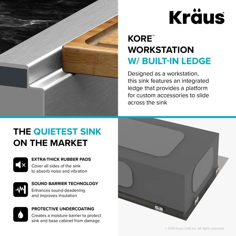 Kraus KWT310-30-100-75MB Kore 30" L x 19" W Drop-in Kitchen Sink with Accessories