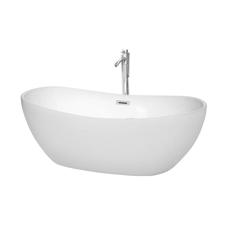 Rebecca 65'' x 32'' Freestanding Soaking Acrylic Bathtub with Faucet