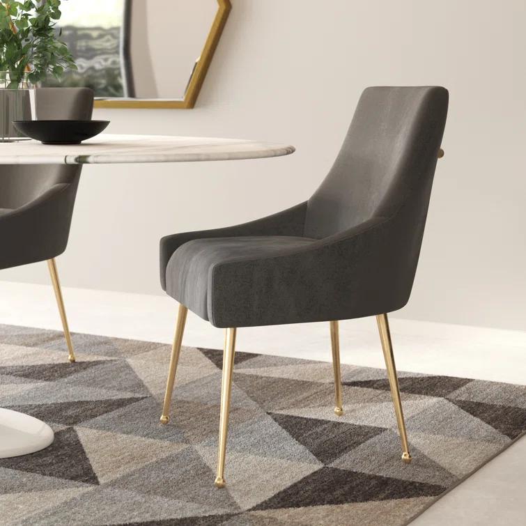 Beatrix 19'' H Velvet Upholstered Metal Parsons Chair