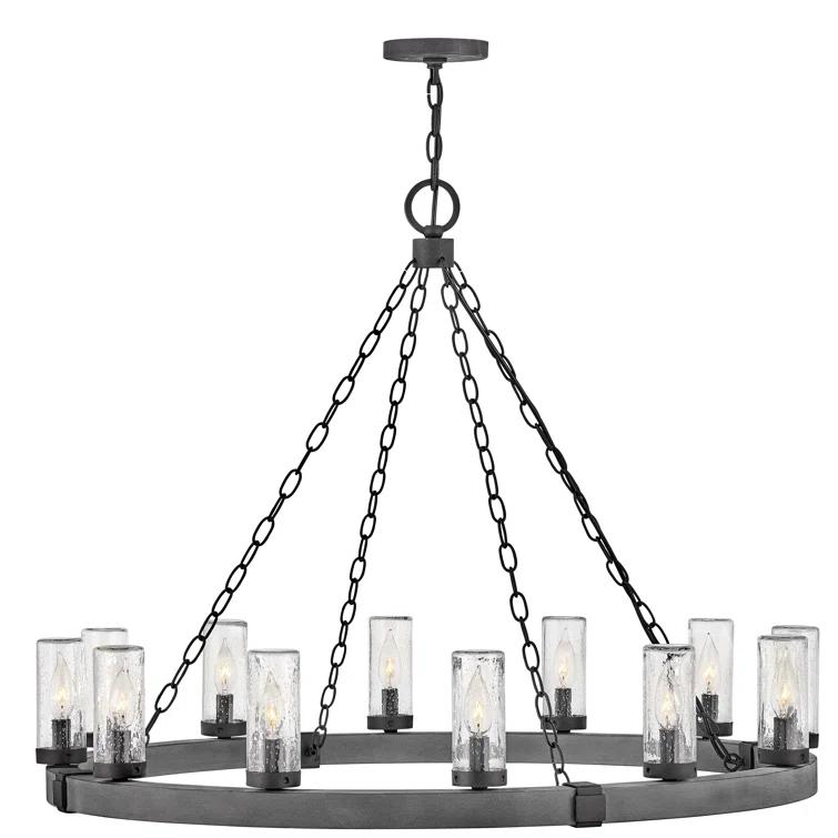 Sawyer 12-Light Single Tier Outdoor Rustic Chandelier