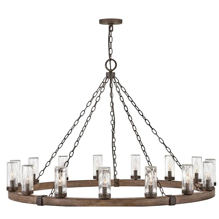 Sawyer 15-Light Single Tier Outdoor Rustic Chandelier