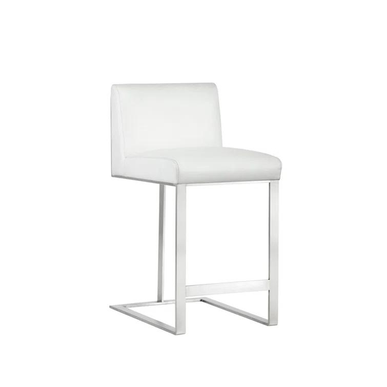Cantina White Faux Leather Stainless Steel Counter Stool