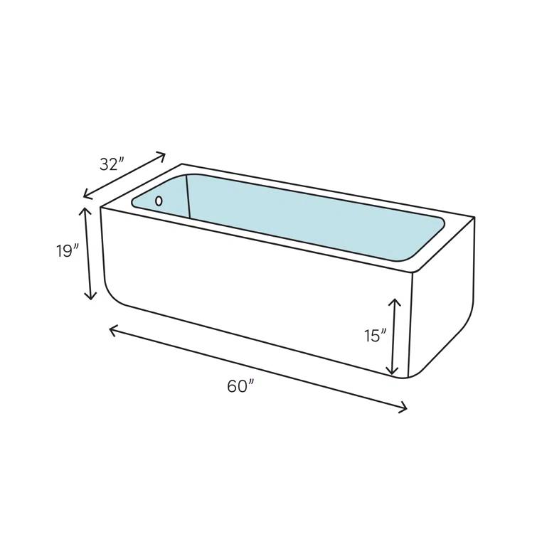 Archer® 60" x 32" Acrylic Alcove Soaking Bathtub with Comfort Depth