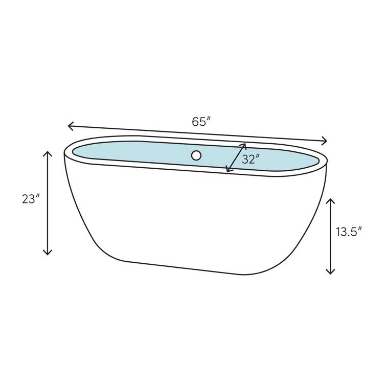 Rebecca 65'' x 32'' Freestanding Soaking Acrylic Bathtub