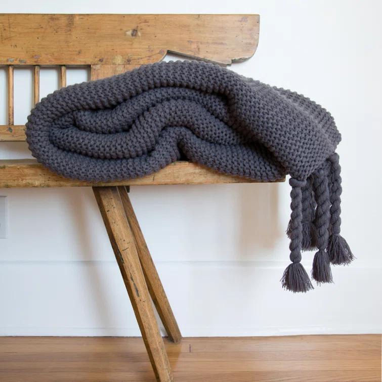 Trestles Chunky Knit Throw by Pom Pom at Home - Midnight
