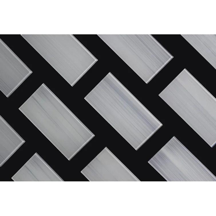 Hand Painted Series 3'' W x 6'' L Glass Peel and Stick Subway Tile