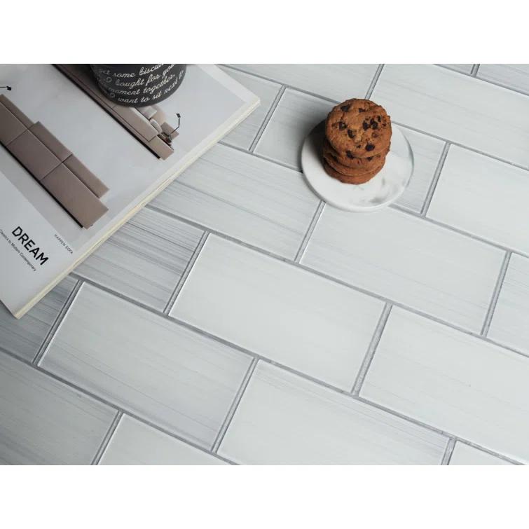 Hand Painted Series 3'' W x 6'' L Glass Peel and Stick Subway Tile