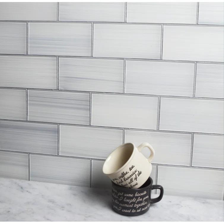 Hand Painted Series 3'' W x 6'' L Glass Peel and Stick Subway Tile