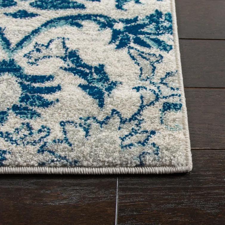 Alessia Floral Ivory/Blue Area Rug