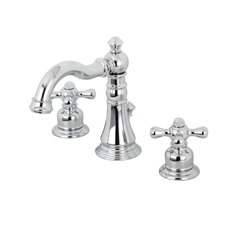 Kingston Brass American Classic Two-Handle 3-Hole Deck Mount Widespread Bathroom Faucet with Pop-Up Drain