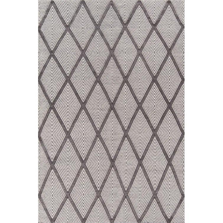 Langdon Geometric Handmade Flatweave Wool Charcoal Area Rug