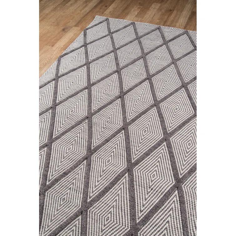 Langdon Geometric Handmade Flatweave Wool Charcoal Area Rug