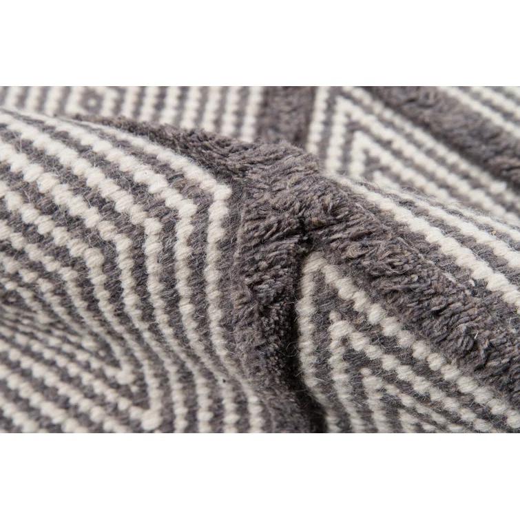 Langdon Geometric Handmade Flatweave Wool Charcoal Area Rug