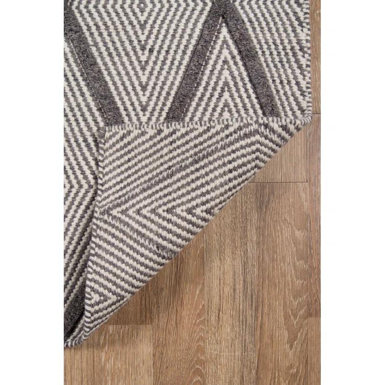 Langdon Geometric Handmade Flatweave Wool Charcoal Area Rug
