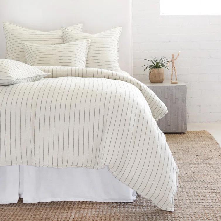 Blake Linen Duvet by Pom Pom at Home - Cream and Gray / Queen