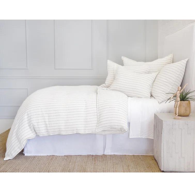 Blake Linen Duvet by Pom Pom at Home - Cream and Gray / Queen