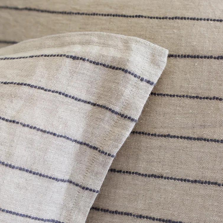 Blake Linen Duvet by Pom Pom at Home - Flax and Midnight / Queen