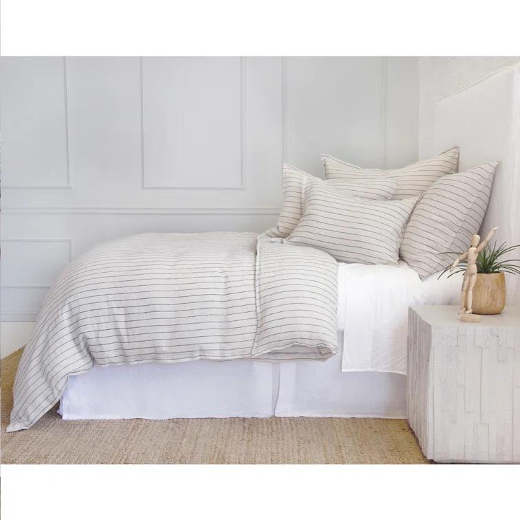 Blake Linen Duvet by Pom Pom at Home - Flax and Midnight / Queen