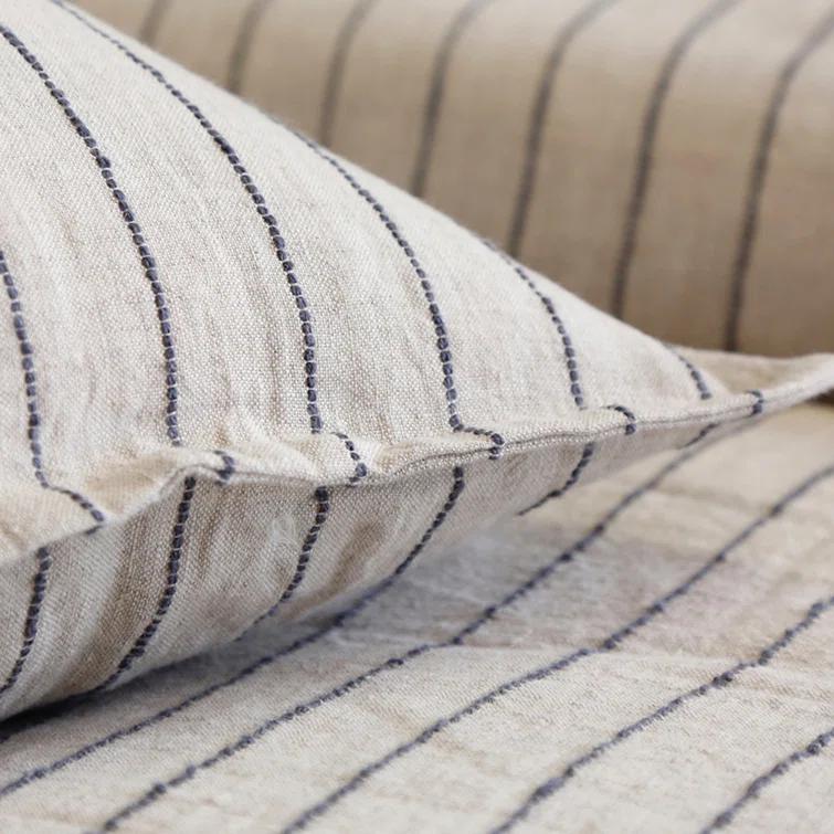 Blake Linen Duvet by Pom Pom at Home - Flax and Midnight / Queen