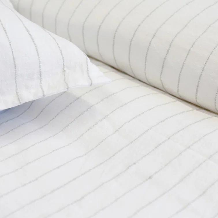 Blake Linen Duvet by Pom Pom at Home - Flax and Midnight / Queen