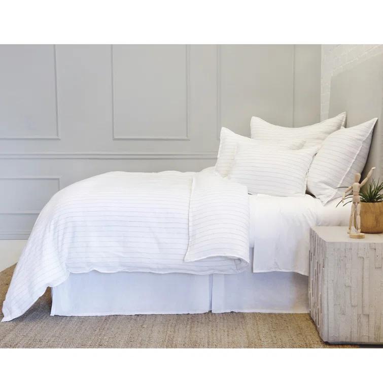 Blake Linen Duvet by Pom Pom at Home - White and Ocean / Queen
