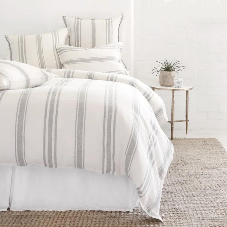 Jackson Linen Duvet by Pom Pom at Home - Cream and Gray / Queen