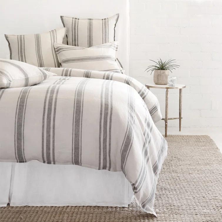 Jackson Linen Duvet by Pom Pom at Home - Flax and Midnight / King