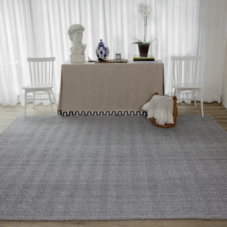 8'9"x11'9" Solid Woven Area Rug Gray - Erin Gates By Momeni: Modern Handmade Low Pile Indoor Rectangle Rug
