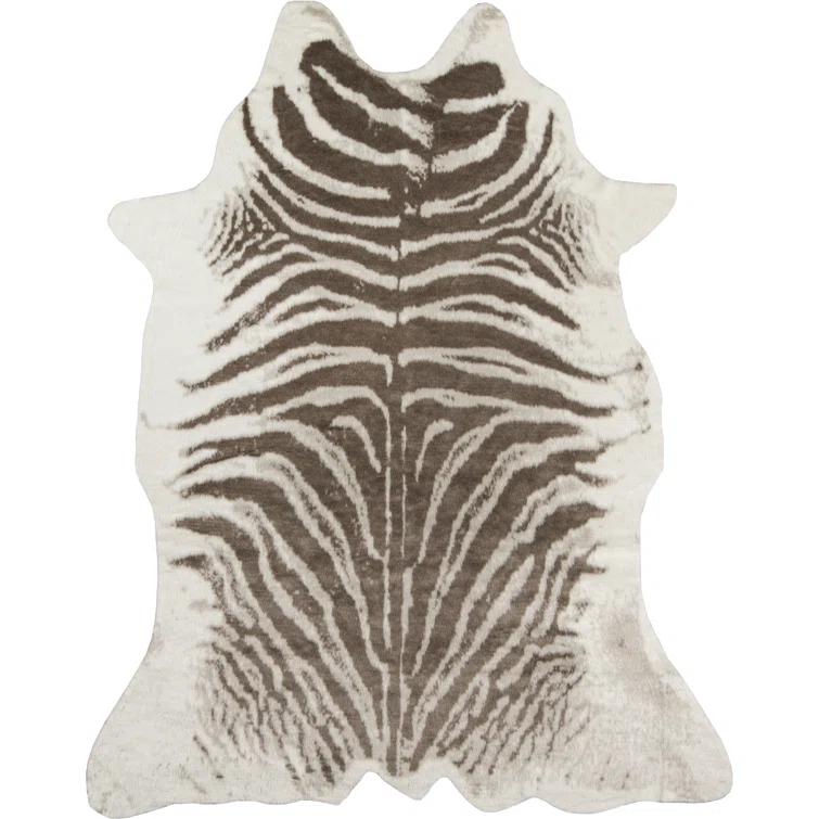 5'3"X7'10" Zebra Loomed Novelty Area Rug Gray - Erin Gates By Momeni: Luxury Animal Print, Indoor Low Pile Rug