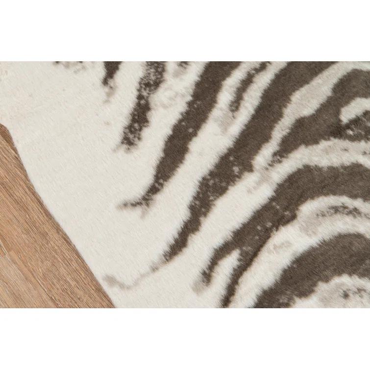 5'3"X7'10" Zebra Loomed Novelty Area Rug Gray - Erin Gates By Momeni: Luxury Animal Print, Indoor Low Pile Rug
