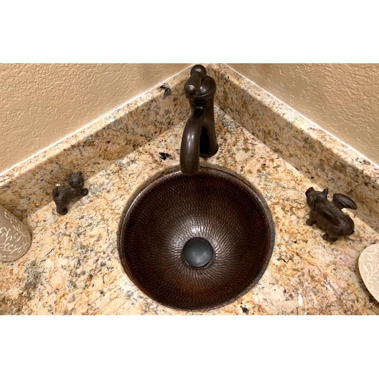 12" Round Self Rimming Hammered Copper Bathroom Sink
