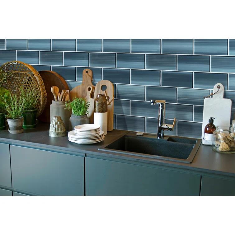 Premium Hand Painted 3" x 6" Straight Edge Glass Mosaic Subway Tile