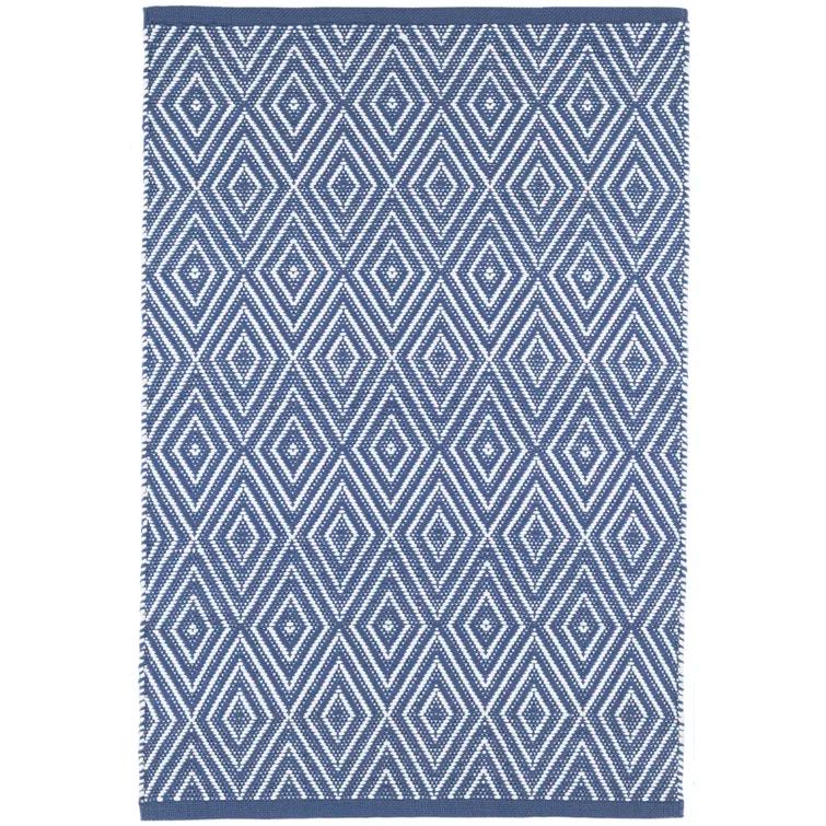 Diamond Denim/White Handwoven Indoor/Outdoor Rug