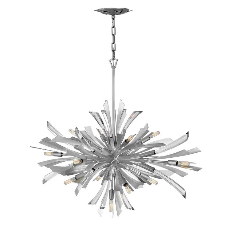 Fredrick Ramond Vida 36" Thirteen-Light Modern Horizontal Hanging Chandelier w/ Crystal Accents