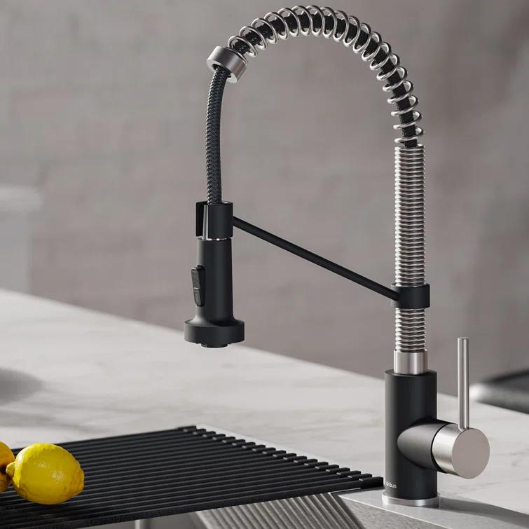 KRAUS Bolden Commercial Style 2-Function Single Handle Pull Down Kitchen Faucet with Soap Dispenser