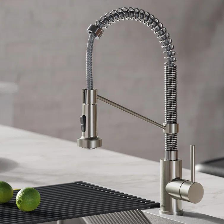 KRAUS Bolden Commercial Style 2-Function Single Handle Pull Down Kitchen Faucet with Soap Dispenser