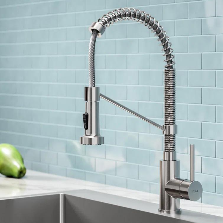 KRAUS Bolden Commercial Style 2-Function Single Handle Pull Down Kitchen Faucet with Soap Dispenser