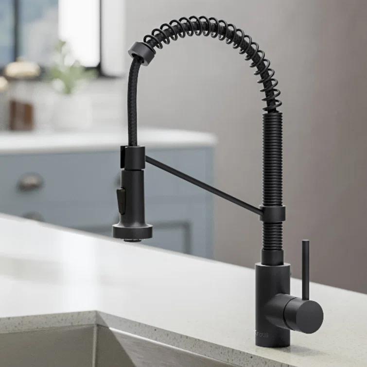 KRAUS Bolden Commercial Style 2-Function Single Handle Pull Down Kitchen Faucet with Soap Dispenser