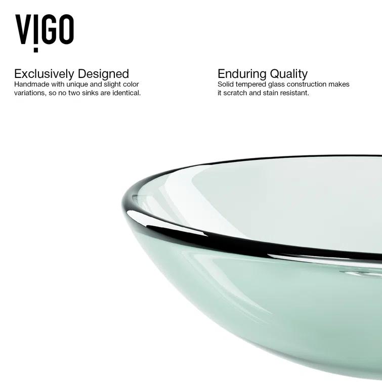 Giovanni Titanium Glass 17" L 17" W 6" H Round Vessel Bathroom Sink