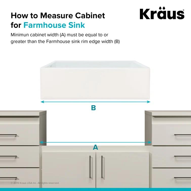 KRAUS Turino™ Reversible 33-inch L Fireclay Farmhouse Flat Apron Front Single Bowl Kitchen Sink with Bottom Grid