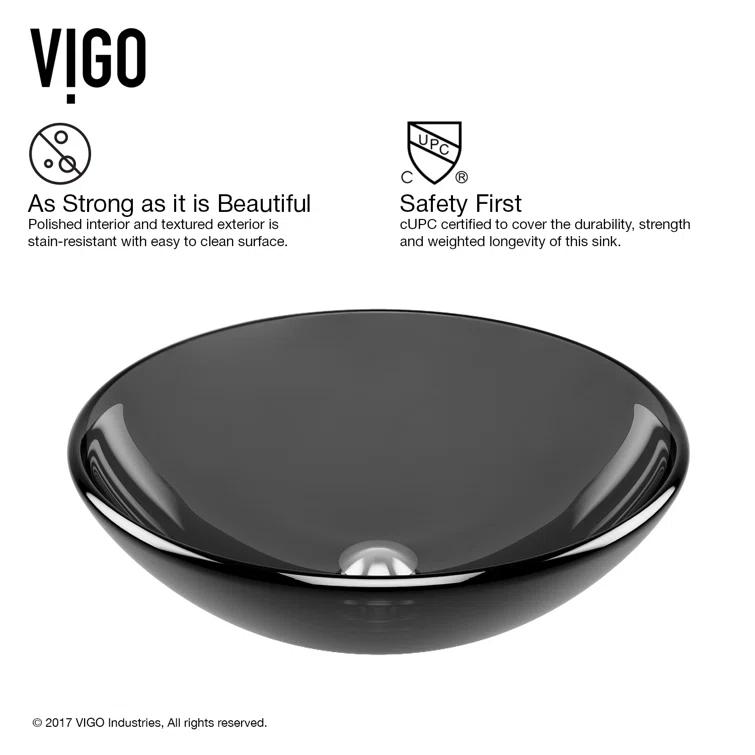 Giovanni Glass 17" L 17" W 6" H Round Vessel Bathroom Sink