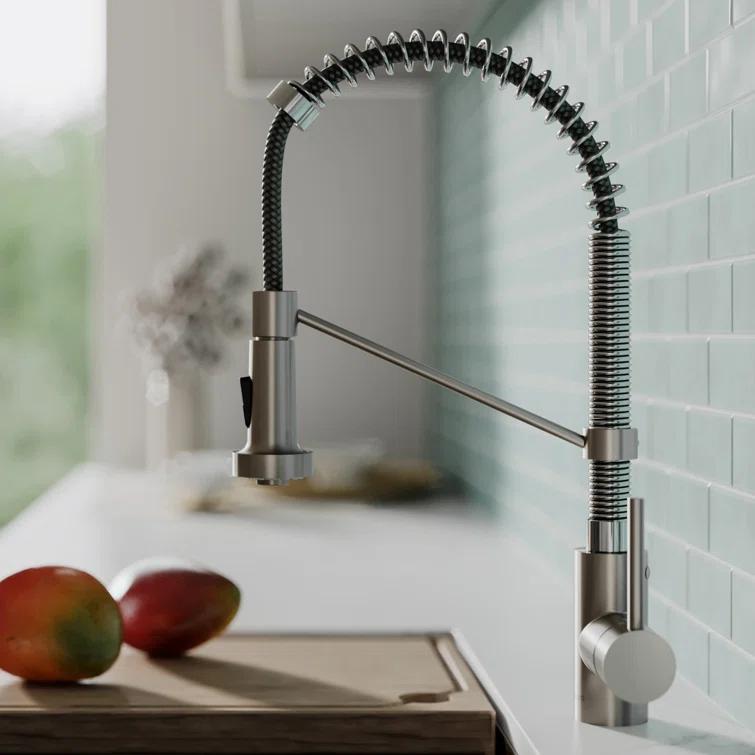 KRAUS Bolden Commercial Style 2-Function Single Handle Pull Down Kitchen Faucet with Soap Dispenser