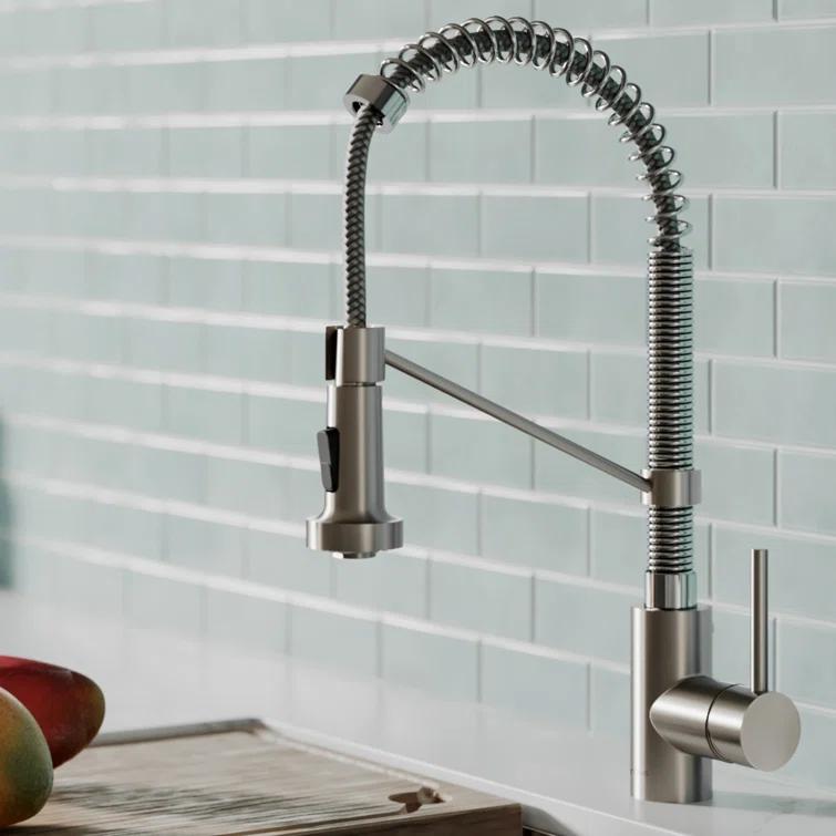 KRAUS Bolden Commercial Style 2-Function Single Handle Pull Down Kitchen Faucet with Soap Dispenser