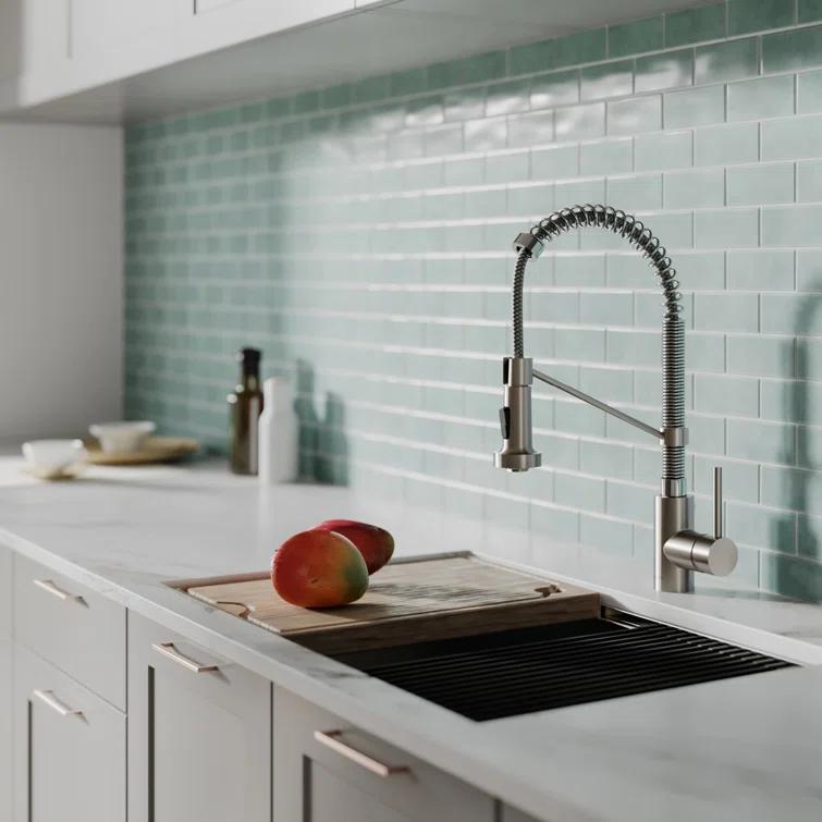 KRAUS Bolden Commercial Style 2-Function Single Handle Pull Down Kitchen Faucet with Soap Dispenser