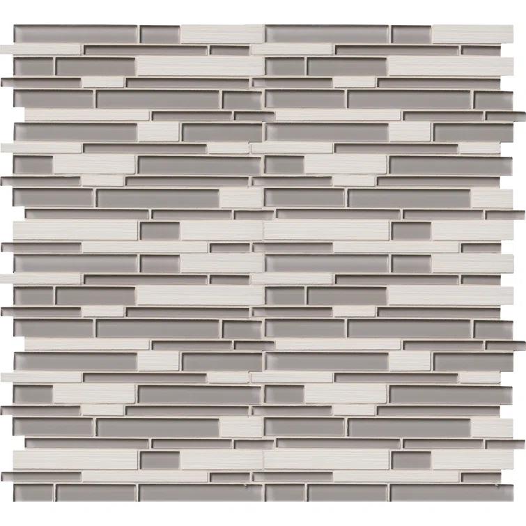 Ackland Metro Gris Blend Interlocking Random Sized Mixed Material Glass Mosaic Tile