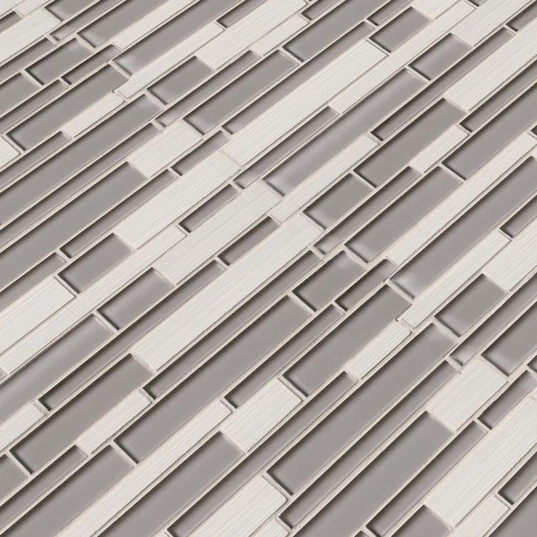 Ackland Metro Gris Blend Interlocking Random Sized Mixed Material Glass Mosaic Tile